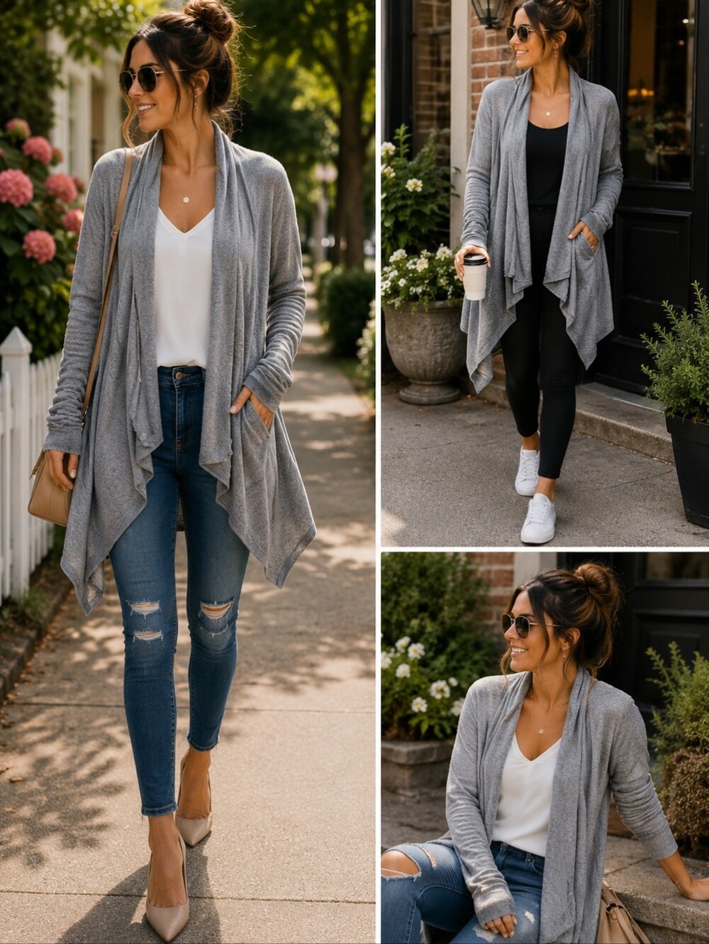 Saks Fifth Avenue Gray Open Cardigan